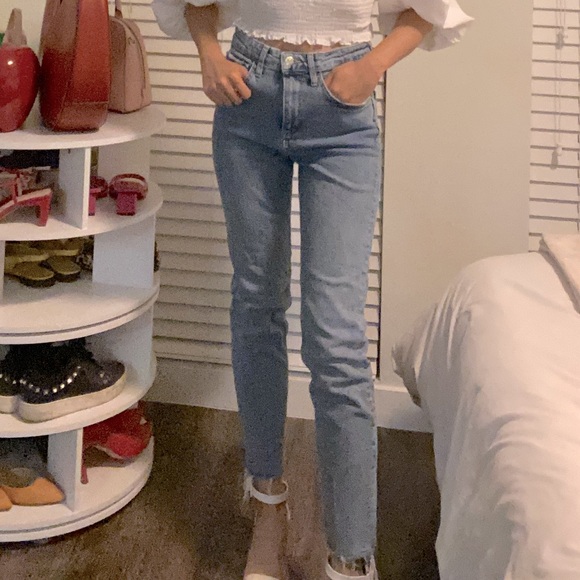Zara straight leg blue jeans